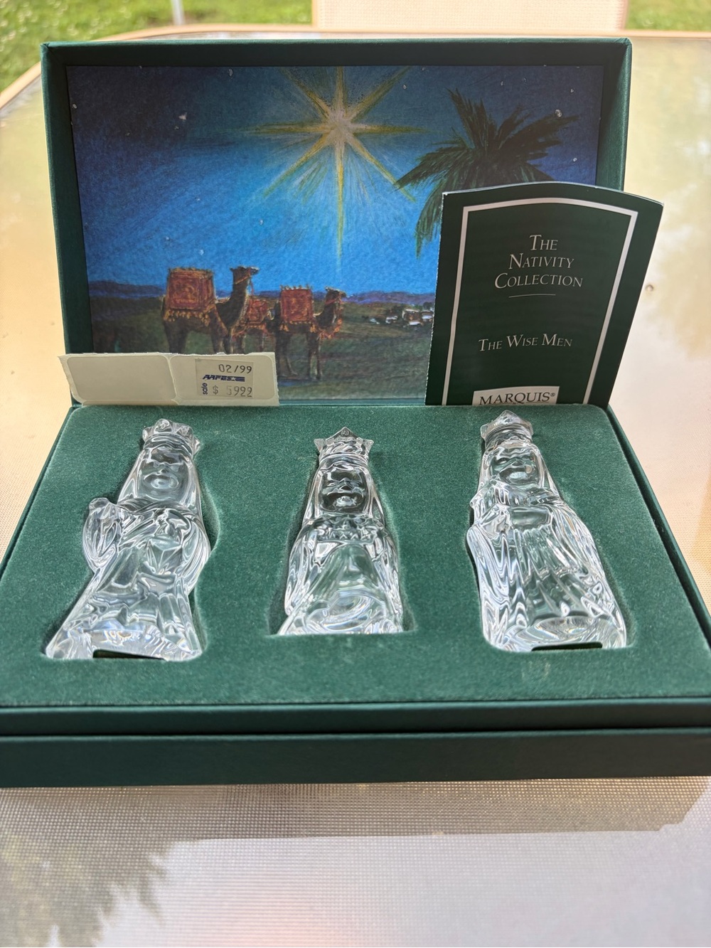 VTG 1997 Marquis by Waterford Clear Glass 3 Wise Men Set - The Nativity